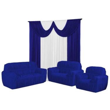 Imagem de Kit Cortina Paris 5 Metros+Capa De Sofá 3, 2 E 1 Lugares Jogo Promoção