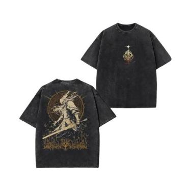 Imagem de Camiseta Oversized Vintage De Algodão Com Estampa De Jogo Lavada Para 