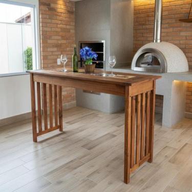 Imagem de Bancada Madeira 160cm Área Gourmet Cozinha Uso Residencial Estrutura R