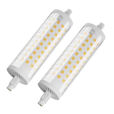 Imagem de Lâmpada LED R7S 118 mm 15W, luz de inundação tipo J de extremidade dupla equivalente a 150 W halogêneo T3, 120 V 1700 Lm, tamanho 118-28 mm (4,65-1,10 pol.), lâmpada de segurança de parede regulável