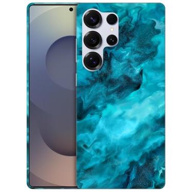 Imagem de GlamCase Capa para Samsung Galaxy S25 Ultra 5G, Samsung S25 Ultra - Linda capa traseira protetora de plástico com design abstrato azul petróleo e mármore impresso fino e elegante para Samsung S25
