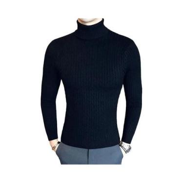 Imagem de Suéter Masculino De Inverno Grosso E Quente Com Gola Alta, Pulôver Sli