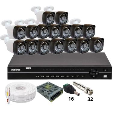 Imagem de Kit 16 Câmeras Importadas Full Hd 1080p Dvr Intelbras Mhdx 1232 Sem Hd