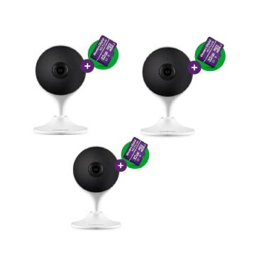 Imagem de Kit 3 Câmeras de Segurança iMX branca Wi-fi Full hd Intelbras com Cartão 32gb Purple Intelbras
