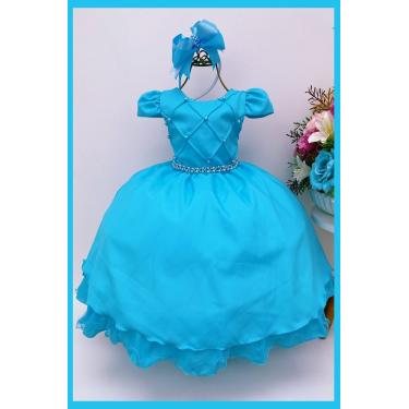 Imagem de Vestido Infantil Festa Nervura Azul Tiffany