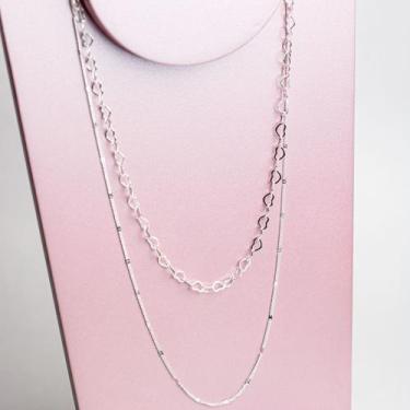 Imagem de Colar Duplo Em Elos Coração e Mini Grumet Banhado a Prata (3C) - DRoss