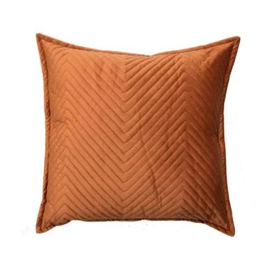 Imagem de Almofada em Veludo Zig Zag Terra - Westwing Collection, Laranja