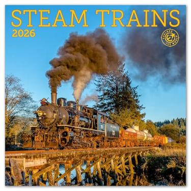 Imagem de Calendário de parede da Steam Trains 2026, mensal de janeiro a dezembro 30,5 x 30,5 cm