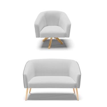 Imagem de Kit 01 Namoradeira Pés Palito Natural e 01 Poltrona Giratória Stella C