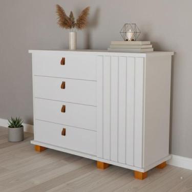 Imagem de Cômoda ripada com 4 Gavetas Espaçosas Ideal para Quartos Moderna - Mov