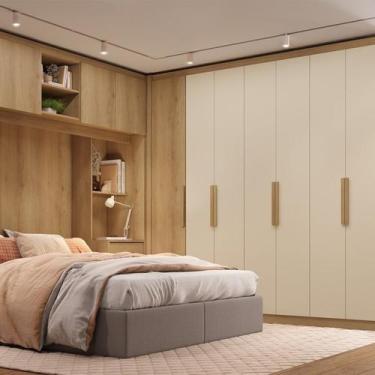 Imagem de Guarda-roupa Casal Modular em L 6 Portas com Cabeceira Milan - THB Móv