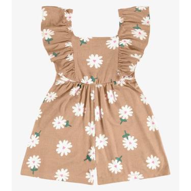 Imagem de Macaquinho Visco Maquinetada Feminino Rovi Kids Marrom, 16, Marrom