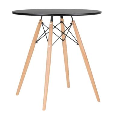 Imagem de Mesa Sala de Jantar Eiffel 80cm Tampo Madeira MDF TX Preto