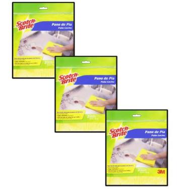 Imagem de PANO LIMPEZA PIA SCOTCH BRITE 3M 40x38cm KIT C/3 PCT COM 2un CADA