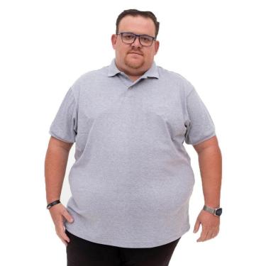 Imagem de Camiseta Gola Polo Plus Size Masculina Basica Com Botao Tamanho Especial Uniforme Manga Piquet-Masculino