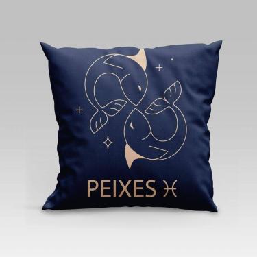 Imagem de Capa De Almofada Estampada Signos Do Zodíaco Em Veludo Suede 45cm X 45cm - Decoração Astrologia Horóscopo Cor Peixes