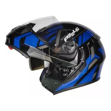 Imagem de Capacete Moto Peels Robocop Dynamic U-rb2 Preto Azul Brilhante, 56
