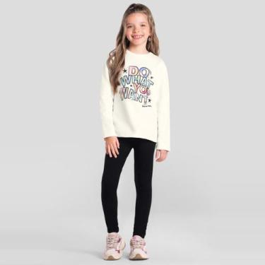 Imagem de Conjunto infantil menina em moletom Brandili, Natural, 10