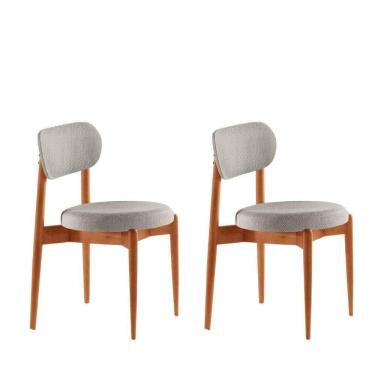 Imagem de Conjunto 2 Cadeiras De Jantar Ballare Soft Moderna Mobília Quartzo/imbuia Natural