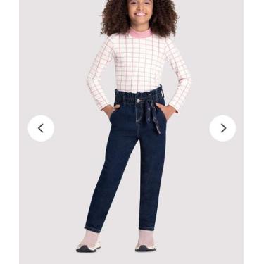 Imagem de Calça Jeans Infantil C/ Lenço 4 e 12 ANOS - ALAKAZOO, Azul, Jeans, 4 A