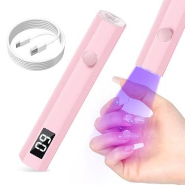 Imagem de Lâmpada UV para unhas mlogiroa 3W portátil rosa
