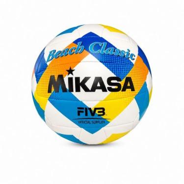 Imagem de Bola Mikasa de Vôlei de Praia BV543-Y - Branco/Amarelo/Azul, Azul, Ama