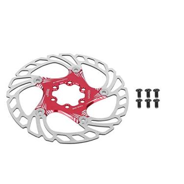 Imagem de Andraw Pastilha de freio de bicicleta de montanha 160 mm/6,3 polegadas, freio a disco de bicicleta de montanha, freio a disco de cinco unhas para ferramenta de mountain bike (vermelho)
