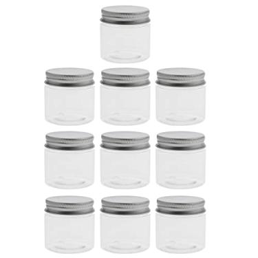 Imagem de Lote de 10 frascos de cosméticos vazios transparentes com tampas, frascos de plástico, recipientes de armazenamento em pó para sombra, creme e protetor labial – transparente, 60 ml