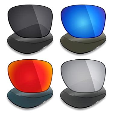 Imagem de Mryok 4 pares de lentes polarizadas de substituição para óculos de sol Oakley Latch SQ Asian Fit OO9358 – Stealth Black/Fire Red/Ice Blue/Silver Titanium