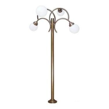 Imagem de Poste Colonial Benfica Para Jardim Alumínio 04 Globos 3,38M