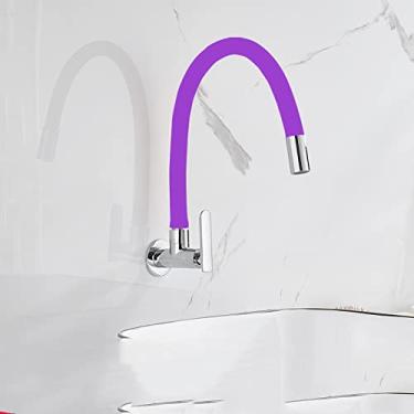Imagem de Torneira universal para pia fria simples na parede, torneira giratória para máquina de lavar roupa, esfregão, torneira para piscina, torneira externa para lavar as mãos, tubo roxo