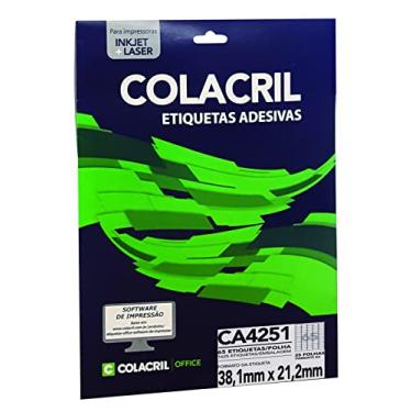 Imagem de Etiqueta Adesiva Colacril, Ink-Jet/Laser A4, CA4251, Branco, 38.1 x 21.2 mm, envelope com 25 fls-1625 etiquetas