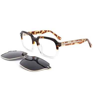 Imagem de Óculos de Sol Quadrado Masculino Feminino Óptico de Acetato Polarizado em Massa Óculos de Sol UV400 Óculos com Clip Magnético, C4, Z