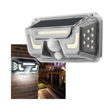 Imagem de Luminaria Solar Sensor Movimento Automatico Spot Led Branco Frio Bionico Lampada Parede Casa Jardim Quintal Segurança Aproximidade Rua