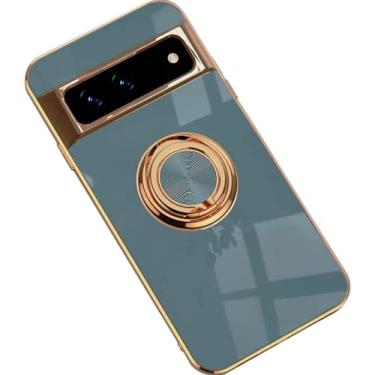 Imagem de ZiEuooo Capa de telefone macia para suporte de anel de dedo magnético de carro para Google Pixel 7/7Pro 6A 5A Shell. Capa galvanizada leve fina elegante suporte (cinza escuro, pixel 6A)