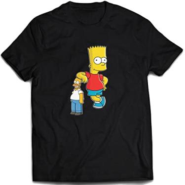 Imagem de Camiseta Os simpsons homer e Bart simspon Camisa Série Tv Cor:Preto;Tamanho:P Adulto