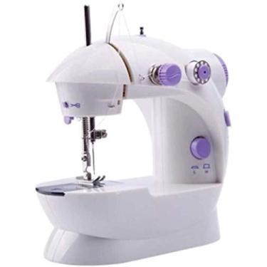 Imagem de Mini máquina de costura doméstica máquina de costura totalmente automática multifuncional pequena máquina de costura de mesa com luz (incluindo 33 presentes) + mesa de expansão atualizada