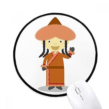 Imagem de DIYthinker Smile Overcoat Mongólia Cartoon Mouse Pad Desktop Office Tapete Redondo para Computador