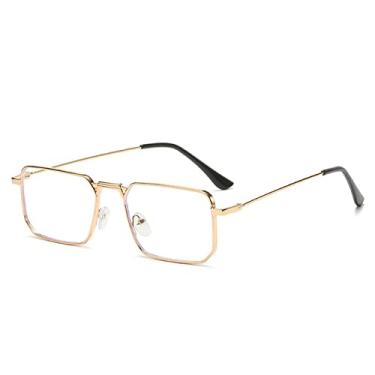 Imagem de Óculos de sol quadrados masculinos moda retangular metal luxo desginer óculos de sol feminino lunette de soleil femme uv400, ouro, claro, tamanho único