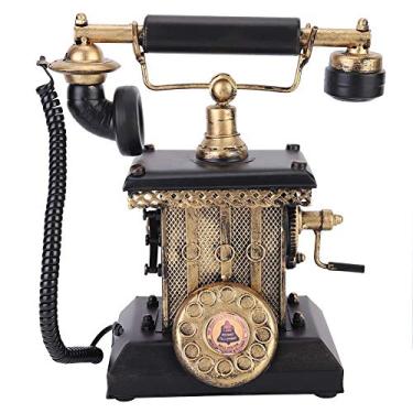 Imagem de Adereços para telefone antigo, estilo europeu, estilo criativo, retrô, com microfone destacável para decoração de janela, decoração de casa de amostra (preto)