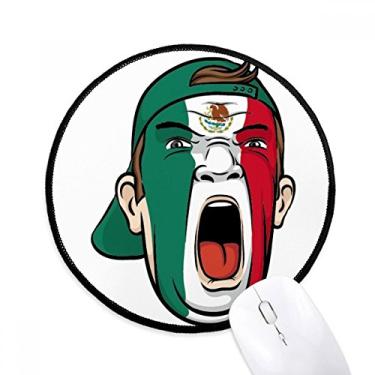 Imagem de Bandeira do México para maquiagem facial cabeça gritando mouse pad mesa escritório tapete redondo para computador