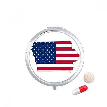 Imagem de Iowa USA Mapa Estrelas Listras Bandeira em Forma de Pílula Caixa de Armazenamento de Remédio Dispensador de Recipiente