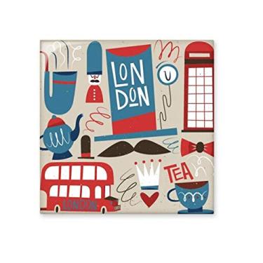Imagem de Big Ben Ben, ônibus britânico, bandeira da Inglaterra, azulejo brilhante, decalque de pedra adornada de tijolos esmaltados