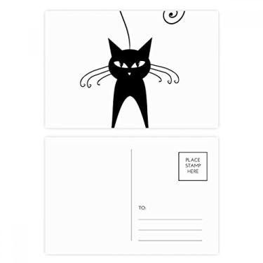 Imagem de Lindo conjunto de cartões postais para amantes de animais de estimação de gato preto, cartão de felicitações de aniversário