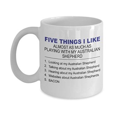Imagem de Caneca de pastor australiano - Five Thing I Like About My Australian Shepherd - Caneca de café de cerâmica de 325 ml