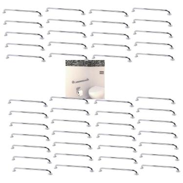 Imagem de Alça de Apoio 80cm Barra Inox Kit 46 Unidades Segurança Idoso Cadeirante Gestante Acessibilidade Banheiro Box Quarto Corrimao