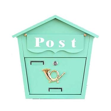 Imagem de Caixa de correio montada na parede caixa de correio criativa caixa de correio villa caixa de correio galvanizada com fechadura caixa de correio ao ar livre loja de jardim caixa de decoração com