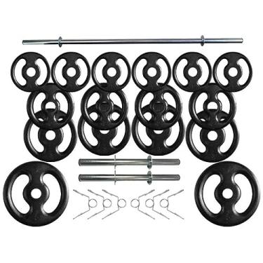 Imagem de Kit Anilhas e Barras Musculação com Presilhas 36 Kg
