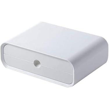 Imagem de Suporte De Monitor De Plástico ABS Riser Com Gaveta Dupla, Alça Oculta, Suporte De Mesa Multimídia De 2 Camadas Para Computador, Laptop, Organizador De Mesa,Branco,31CMX22CMX10CM,Concord12