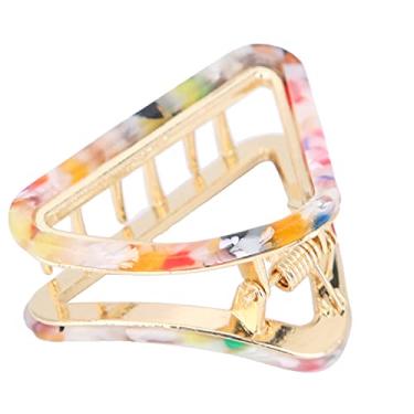 Imagem de Grampos de Garra de Cabelo Simples e Elegantes para Mulheres e Meninas, Oco Triangular, Várias Cores, de e Folha de Acetato, Adequados para Cabelos Grossos, (Céu